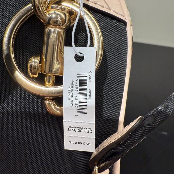 Coach CAA68 Mini Court Backpack Bag Charm With Rosette Print Gold/Blush Multi - Picture 7 of 9